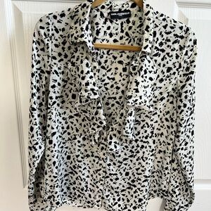 Karl Lagerfeld Black white mint print Blouse